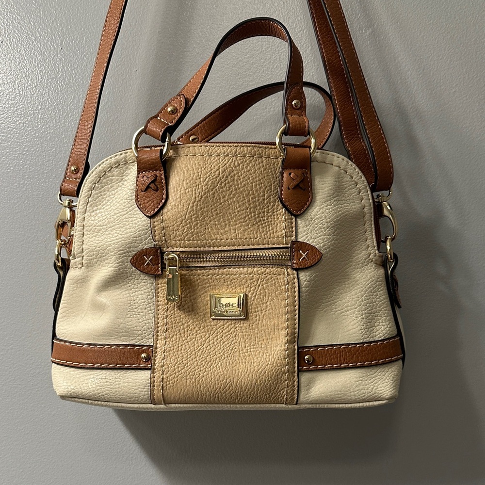 boc Cream and Tan Leather Satchel